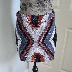 Zara Sequin Patterned Mini Skirt - Multicolor